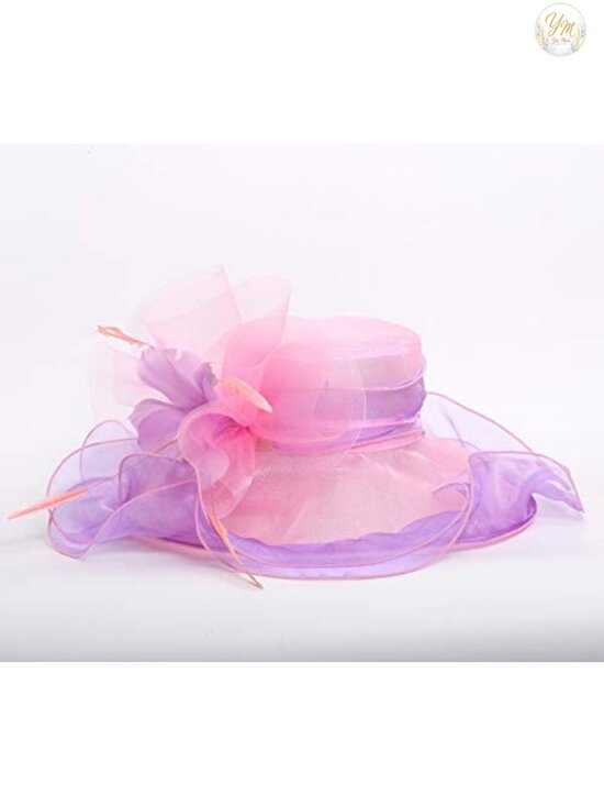 Organza Church Derby Hat Wide Brim Fascinator Wedding Tea Party